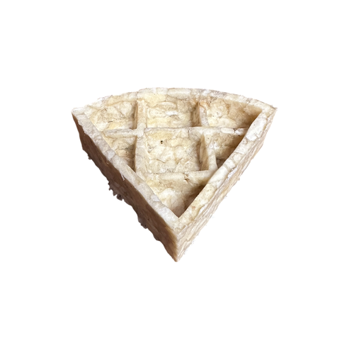 Triangular Anco Naturals Buffalo Collagen Waffle Pizza with cut sections on a white background