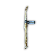 Load image into Gallery viewer, A natural dried dog chew, specifically a twisted bone-shaped chow, wrapped with a black paper band that reads 'ANCO NATURALS'. The product is isolated on a white background with a soft drop shadow.
