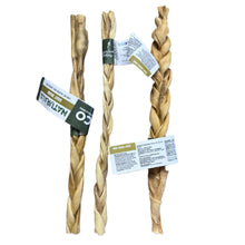 Load image into Gallery viewer, Three braided wooden sticks with labels on a white background
