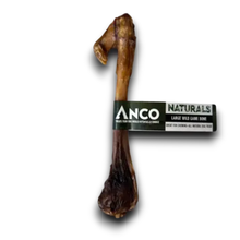 Load image into Gallery viewer, An Anco Naturals large wild game bone dog chew, shown with its black paper label wrapper against a plain white background.
