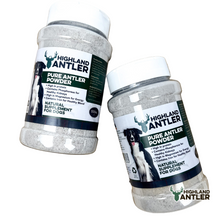 Load image into Gallery viewer, Two bottles of Highland Antler Pure Antler Powder on a white background
