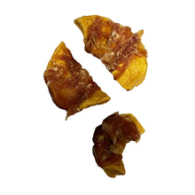 Load image into Gallery viewer, Three pieces of dried, Apple_Slices_Wrapped_in_Chicken_Breast
