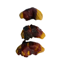 Load image into Gallery viewer, Three pieces of dried Apple Slices Wrapped in Duck Breast Dog Treats 
