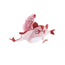 Load image into Gallery viewer, A plush toy shaped like a flying squirrel, featuring a light pink body, reddish-brown ears, tail, and feet, and a white belly, shown against a plain white background.
