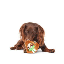 Load image into Gallery viewer, Dog playing with a sloth-shaped toy on a white background
