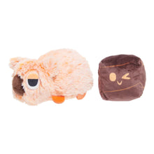 Load image into Gallery viewer, Two plush toys, one resembling a small creature and the other a cube with a face, on a white background.
