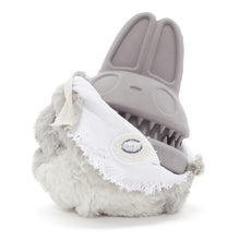 Load image into Gallery viewer, Gray bunny-shaped pet toy with a white mesh pouch on a white background
