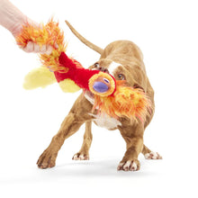 Load image into Gallery viewer, Dog playing with a colorful toy resembling a lion on a white background
