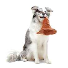 Load image into Gallery viewer, Dog holding a brown plush toy on a white background
