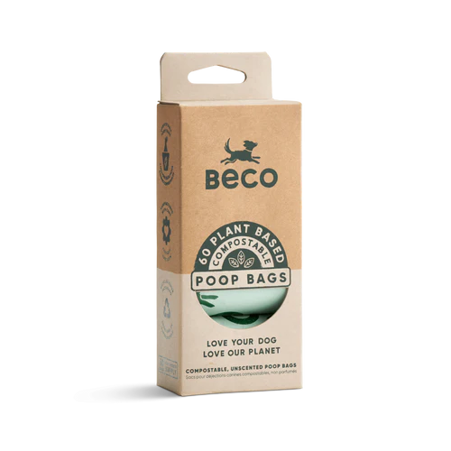 Beco Poop Plant Based Compostable Unscented Dog Poop Bags 60