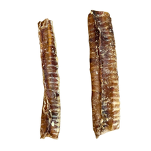 Load image into Gallery viewer, Two pieces o fBeef Trachea Moo Tube 20cm on a white background
