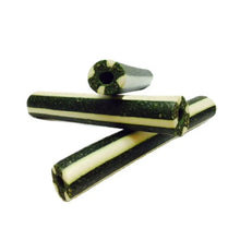Load image into Gallery viewer, Three cylindrical dog chew treats with alternating dark green and off-white stripes, arranged on a plain white background.
