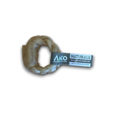 Load image into Gallery viewer, Dog  Buffalo Collagen Braided Ring with a label on a white background
