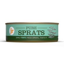 Load image into Gallery viewer, Can of pure sprats with a green label on a white background
