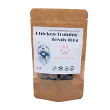 Load image into Gallery viewer, Brown package of Chicken Training Treats 100g by Chow Paws on a white background
