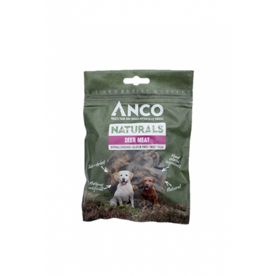 Anco Naturals deer meat treat package on a white background