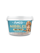 Load image into Gallery viewer, Container of Anco Nibbles Duck Treats for dogs on a white background
