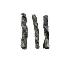 Load image into Gallery viewer, Three Fish Cod Skin Twists on a white surface with a shadow cast by a hand.
