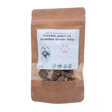 Load image into Gallery viewer, Brown paper bag of dog training treats with a label on a white background
