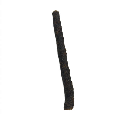 Long, dark brown stick Horse Jerky Stick on a white background