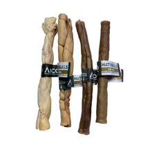 Load image into Gallery viewer, Four dog chew toys with &#39;Naturals&#39; labels on a white sheet of paper.
