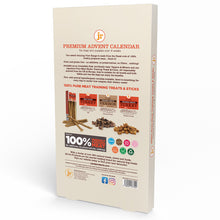 Load image into Gallery viewer, The back of a beige dog supplement box, featuring product information, brand logo 'JP', and images of dog treats and ingredients on a white background.
