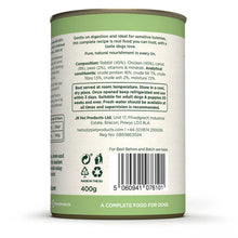 Load image into Gallery viewer, Back of a dog food can with text and labels on a white background
