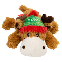Load image into Gallery viewer, Plush reindeer toy with a green and red 'KONG' hat on a white background
