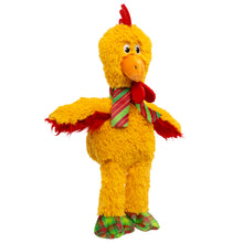 Load image into Gallery viewer, Plush toy chicken with a colorful scarf on a white background
