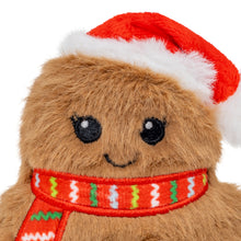 Load image into Gallery viewer, Gingerbread man plush toy with a red Santa hat and scarf on a white background
