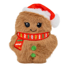 Load image into Gallery viewer, Plush gingerbread toy with a Santa hat and scarf on a white background

