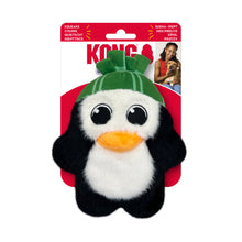 Load image into Gallery viewer, Kong plush penguin toy with green hat on packaging
