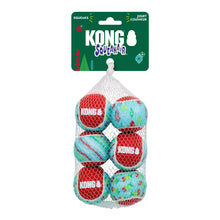 Load image into Gallery viewer, Kong Squeakair dog toys in a mesh bag with packaging on a white background
