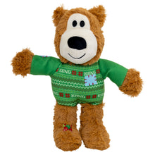Load image into Gallery viewer, Plush bear toy wearing a green sweater with KONG branding on a white background
