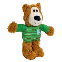 Load image into Gallery viewer, Plush toy bear wearing a green sweater with 'KONG' branding on a white background
