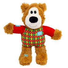 Load image into Gallery viewer, Plush teddy bear toy with a red sweater and argyle pattern on a white background

