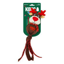 Load image into Gallery viewer, KONG reindeer toy with red antlers and plaid scarf on a white background
