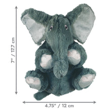 Load image into Gallery viewer, Plush elephant toy with dimensions indicated on a white background
