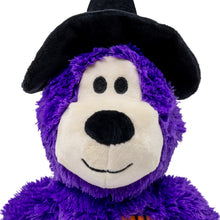 Load image into Gallery viewer, Purple teddy bear with a black witch hat on a white background

