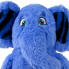 Load image into Gallery viewer, Close-up of a blue plush elephant toy with black ears on a white background
