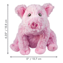 Load image into Gallery viewer, A pink plush pig toy centered on a white background, with measurement arrows and text indicating height 6.25" / 15.
