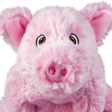 Load image into Gallery viewer, A close-up of a pink plush pig toy with soft faux fur, embroidered eyes, and pink snout and ears on a plain white background.
