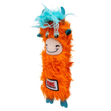 Load image into Gallery viewer, Orange plush toy with blue hair and a smiling face on a white background
