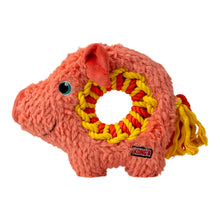Load image into Gallery viewer, Pink plush toy with a yellow and red rope环and KONG logo on a white background
