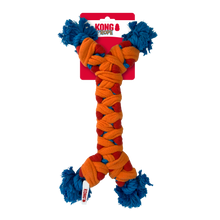 Load image into Gallery viewer, Dog toy with orange and blue braided rope on a white background
