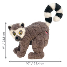 Load image into Gallery viewer, Plush toy lemur with measurements on a white background
