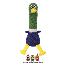 Load image into Gallery viewer, Colorful bird-shaped toy with green body, yellow legs and beak, and blue and red pattern on a white background.
