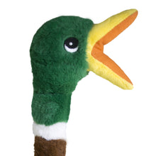 Load image into Gallery viewer, Plush duck head with green head, yellow beak, and brown body on a white background
