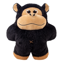 Load image into Gallery viewer, A plush toy gorilla wearing a black outfit with tan accents on the face, ears, and feet, shown against a plain white background.
