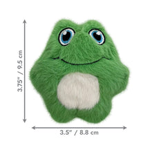 Load image into Gallery viewer, Green plush frog toy with measurements on a white background
